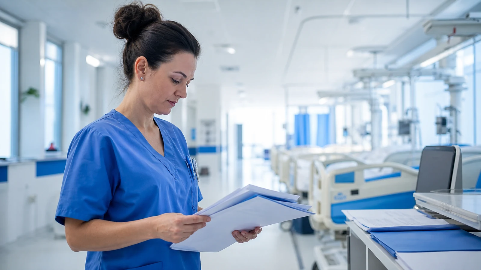 Medicinska sestra vodi dokumentaciju na bolničkom odjelu